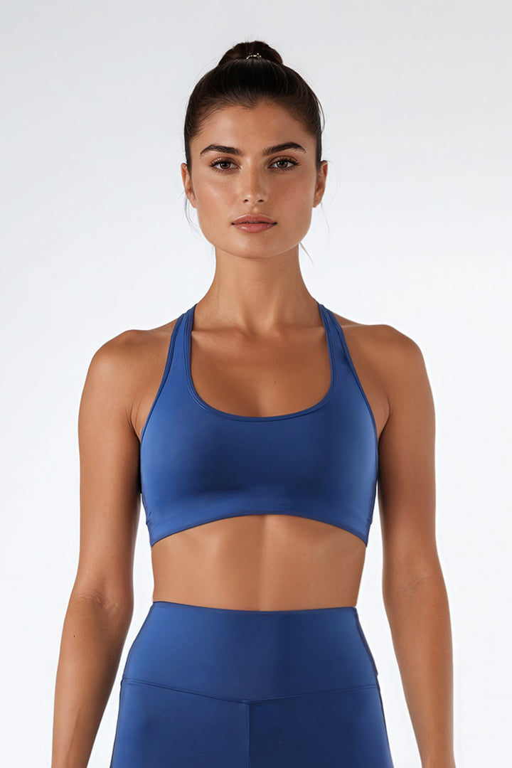 Promise Athletic Lacivert kadın biker şort ve sportsbra cepheden görünüm